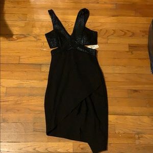 Black Faux Leather Top Bodycon Dress